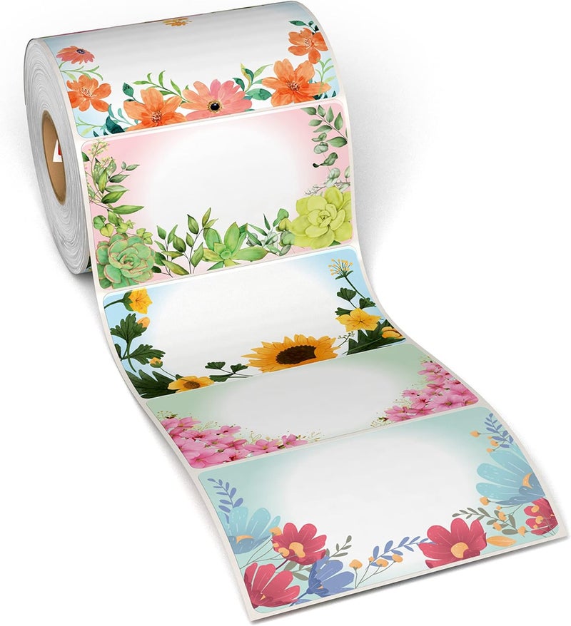 KENCO 350 Pack Hello My Name is Stickers Identification Badges, 3.5" X 2.25" Peel and Stick for Conferences, Offices and Schools - Made in The USA (Floral) - Image 1