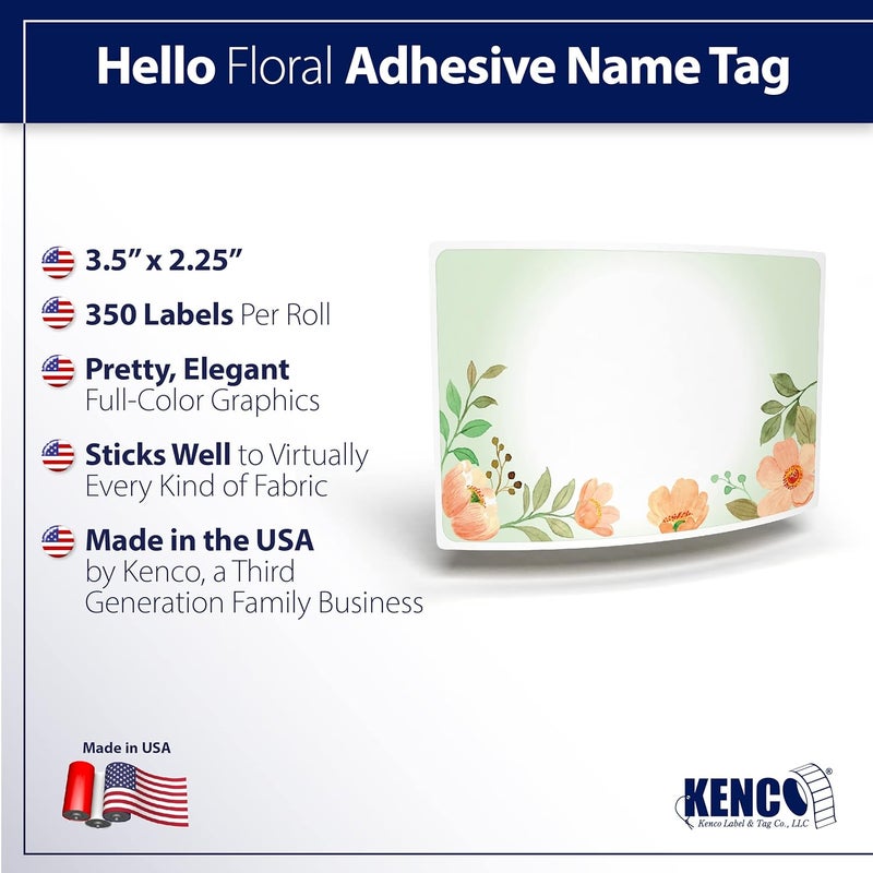 KENCO 350 Pack Hello My Name is Stickers Identification Badges, 3.5" X 2.25" Peel and Stick for Conferences, Offices and Schools - Made in The USA (Floral) - Image 3