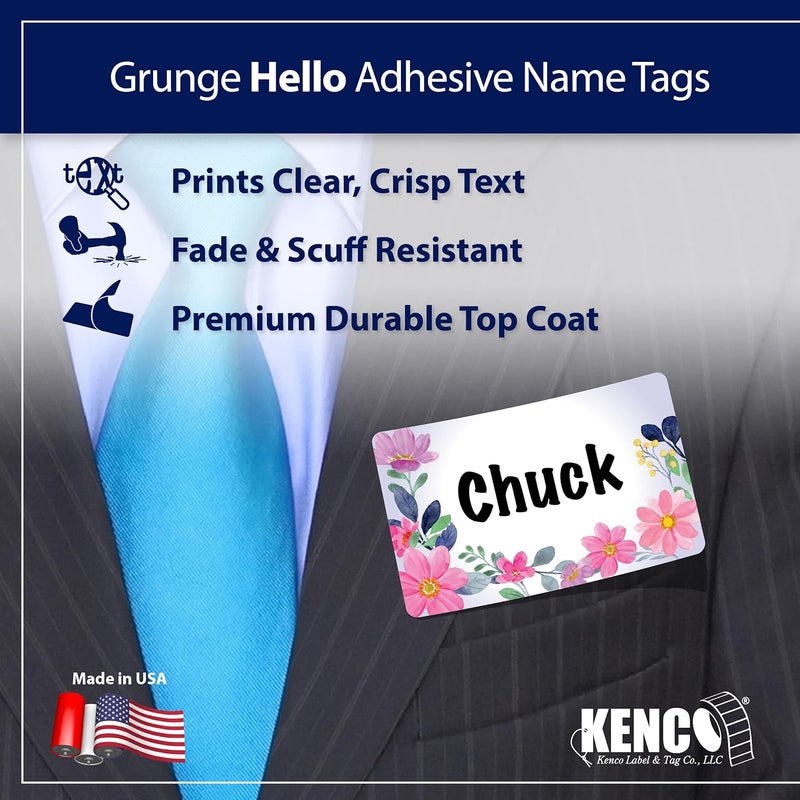 KENCO 350 Pack Hello My Name is Stickers Identification Badges, 3.5" X 2.25" Peel and Stick for Conferences, Offices and Schools - Made in The USA (Floral) - Image 4