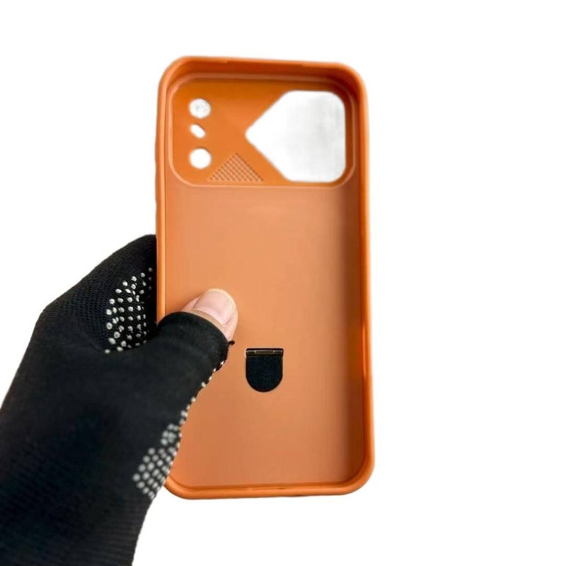 غطاء واقي بAcrylic لـ iPhone 15 / 15 Plus / 15 Pro / 15 Pro Max مع حامل دوار وقبضة مضادة للانزلاق مع مقاوم للصدمات مع مغناطيس قوي باللون برتقالي مضاد للانزلاق مغناطيسي بوظيفة حامل. - Image 4
