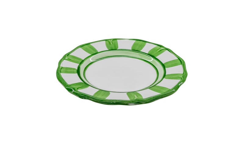 Hand Painted Dark Green Stripes Ceramic Side Plate (18.5cm)