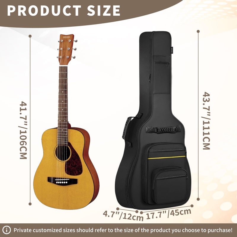 ANILD Acoustic Guitar Bag 40 41 42 Gig Bag 0.35 In Thick Padding Dual Adjustable Shoulder Strap Acoustic Guitar Case with Back Hanger Loop - Image 2