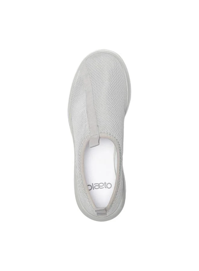 PLAETO Mens Grey Slip-On Sports Sneakers