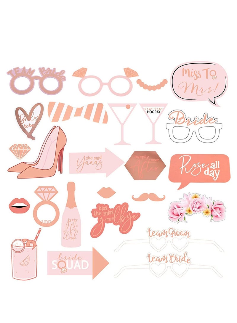 Excefore 25 قطعة من دعامات كشك الصور لحفلات الزفاف وحفلات توديع العزوبية باللون الذهبي لحفلات الزفاف وحفلات استقبال العرائس - Image 1