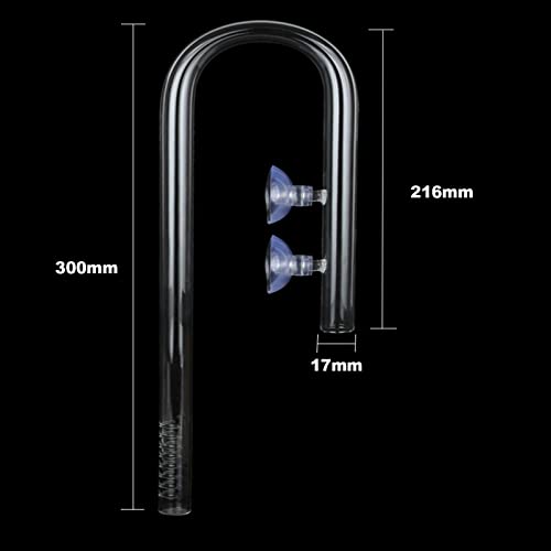 Caylingdee Poppy Pipe Glass Inflow Outflow Set Aquatic U Shape Inflow Pipe Set for Aquarium Planted Tank Filter 17mm for 16/22mm(5/8" ID) Tubing - Image 3
