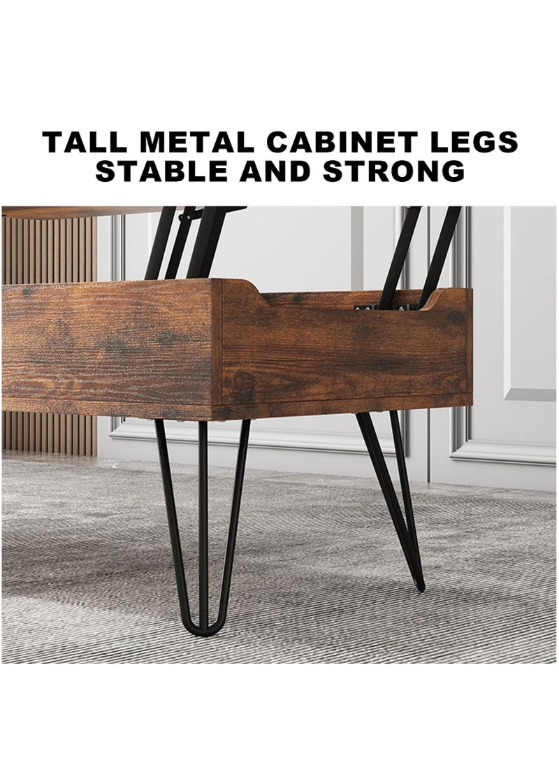 XiuWoo Multi-Functional Lift Coffee Dining Table Adjustable Height Foldable Design Space-Saving Convertible Furniture for Small Spaces Living Room Apartment, Solid Wood Frame Modern Nordic Style,Oak 120x50x55cm - Image 3