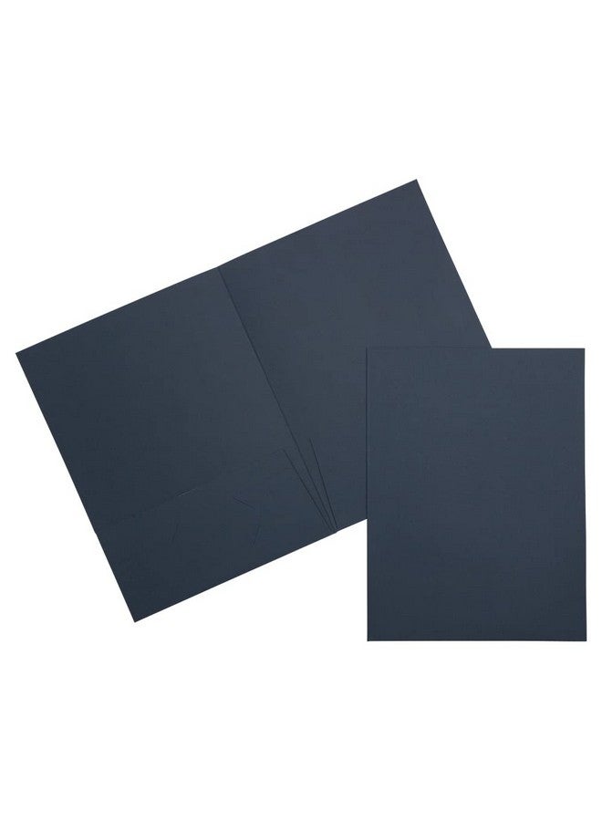 جام بايبر مجلدات عرض من الكتان المزخرف بجيبين من JAM PAPER - مجلد أعمال بحجم خطاب - أزرق داكن - عبوة من 50 قطعة/صندوق - Image 1
