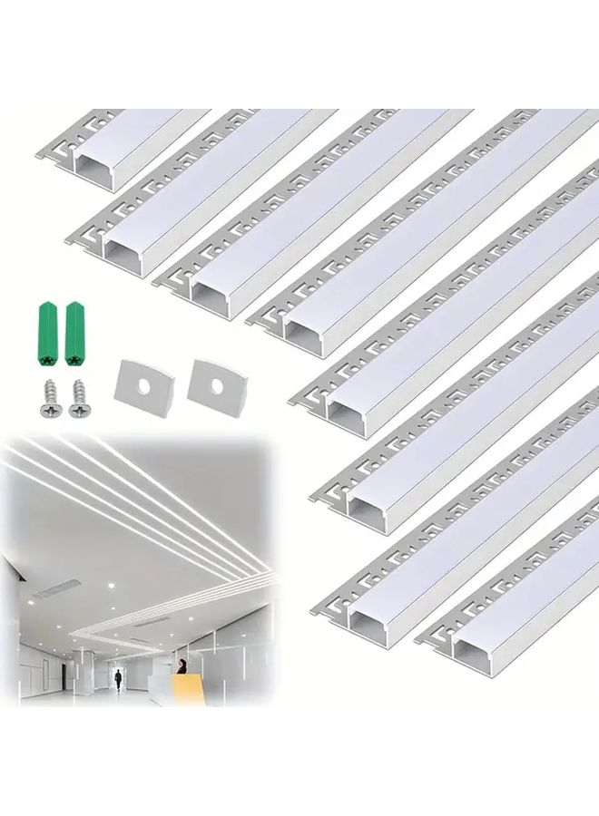 8pcs 1m 20x13mm Plaster Concealed Line Light Aluminum Channel With Milky White Diffuser Shade Silvery For Drywall Wall Ceiling Wire - Image 1