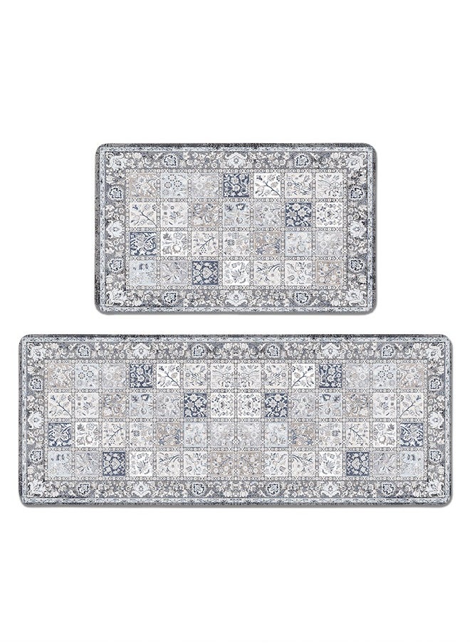 Generic 2 PCS Kitchen Floor Mats Rugs Set, Cushion Floor Carpet, Waterproof, Oil Resistant and Anti-Fatigue PU Standing Mat for Kitchen, Floor, Office, Sink, Laundry 45*75CM+45*120CM  - Image 1