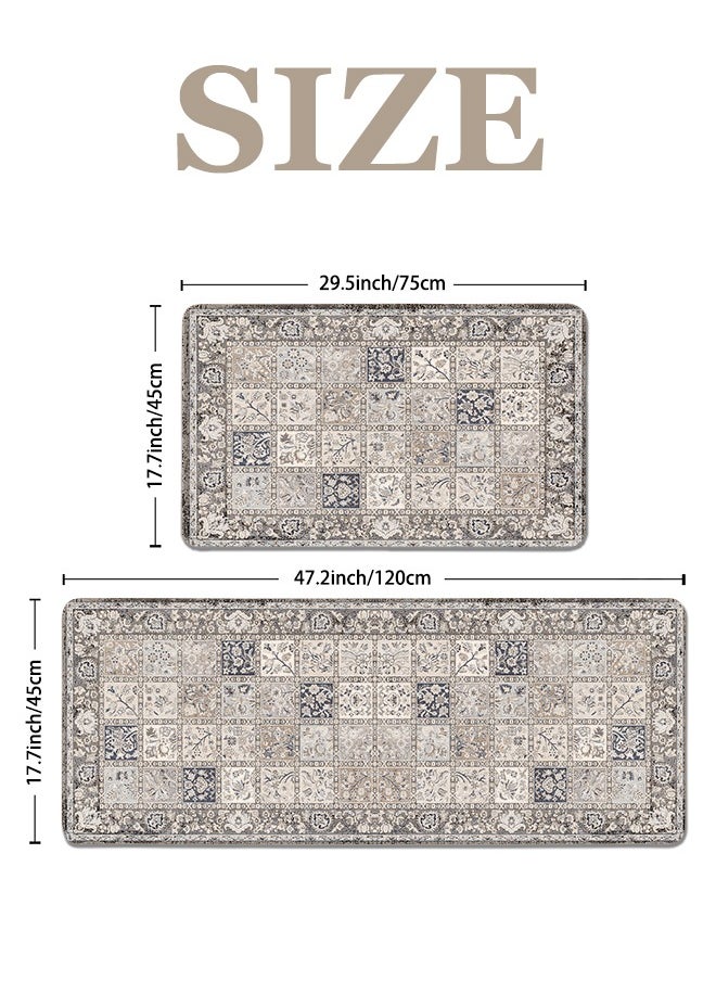 Generic 2 PCS Kitchen Floor Mats Rugs Set, Cushion Floor Carpet, Waterproof, Oil Resistant and Anti-Fatigue PU Standing Mat for Kitchen, Floor, Office, Sink, Laundry 45*75CM+45*120CM  - Image 5