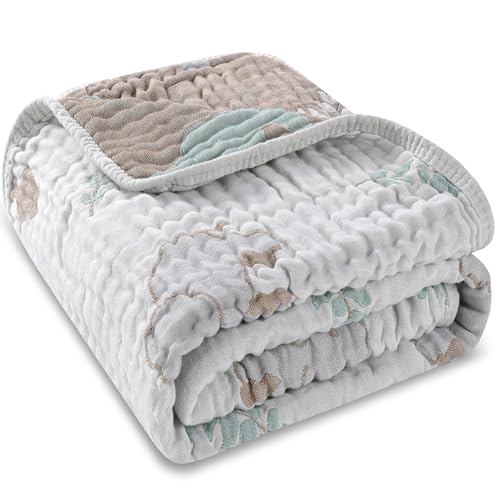 HardNok Ultra Soft Muslin Baby Blanket A Versatile Swaddle and Bed Blanket for Babies Toddlers Boys and Girls Forest Elephant 1 Pack - Image 1
