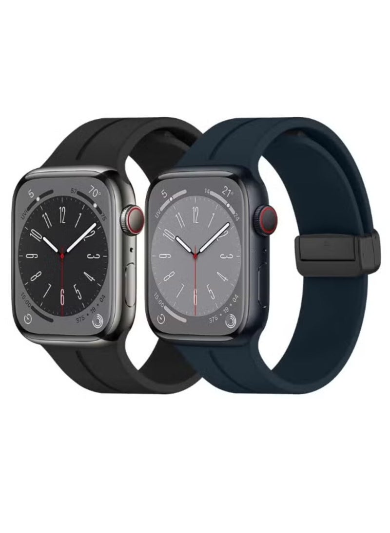 ELTRAZONE 2-Pack Silicone Replacement Magnetic Buckle Band for Apple Watch 42mm/44mm/45mm/49mm – Waterproof Sport Band for iWatch Series 8, Ultra, 7, SE, 6, 5, 4, 3, 2, 1 - Image 1
