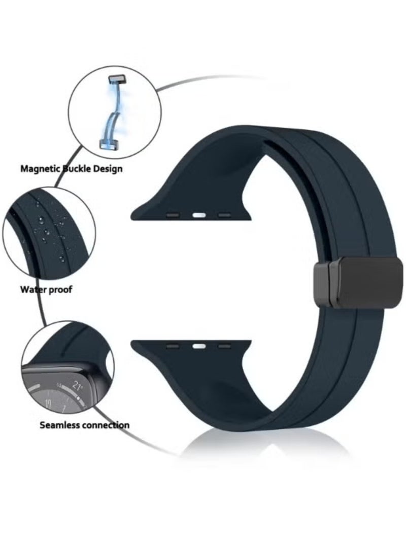 ELTRAZONE 2-Pack Silicone Replacement Magnetic Buckle Band for Apple Watch 42mm/44mm/45mm/49mm – Waterproof Sport Band for iWatch Series 8, Ultra, 7, SE, 6, 5, 4, 3, 2, 1 - Image 2
