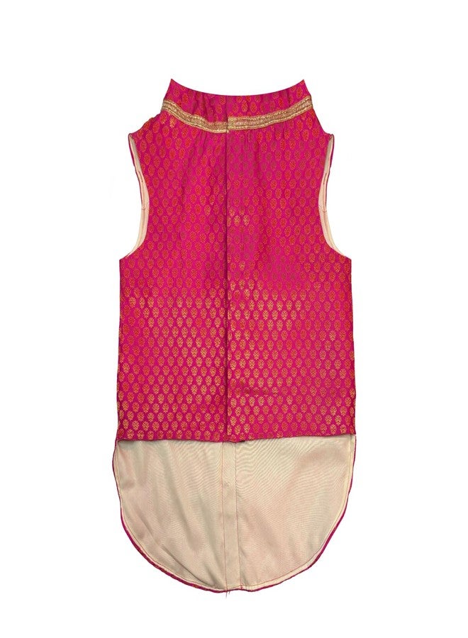 PawsIndia Traditional Royal Brocade Kurta for Cats - Indian Ethnic Pet Outfit for Weddings & Festivals - Pink Designer Cat Kurta - Comfortable Ethnic Wear for Small to Large Cats - Image 2