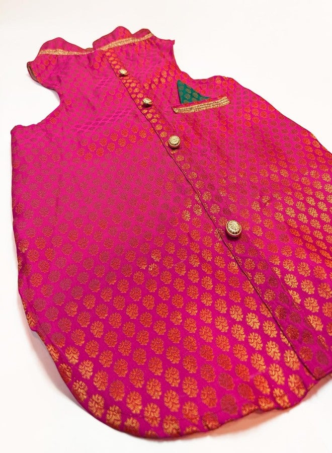 PawsIndia Traditional Royal Brocade Kurta for Cats - Indian Ethnic Pet Outfit for Weddings & Festivals - Pink Designer Cat Kurta - Comfortable Ethnic Wear for Small to Large Cats - Image 3