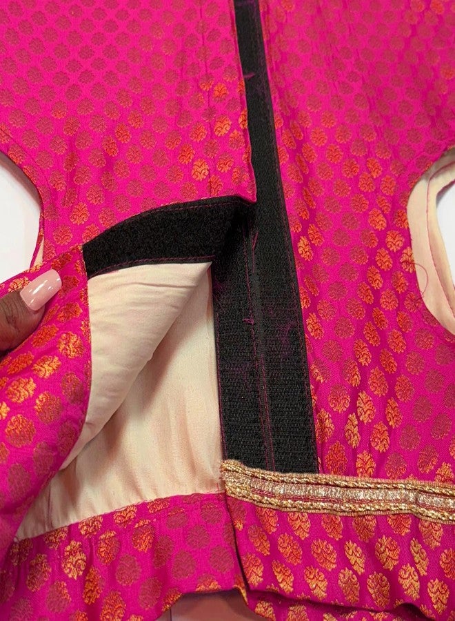 PawsIndia Traditional Royal Brocade Kurta for Cats - Indian Ethnic Pet Outfit for Weddings & Festivals - Pink Designer Cat Kurta - Comfortable Ethnic Wear for Small to Large Cats - Image 5