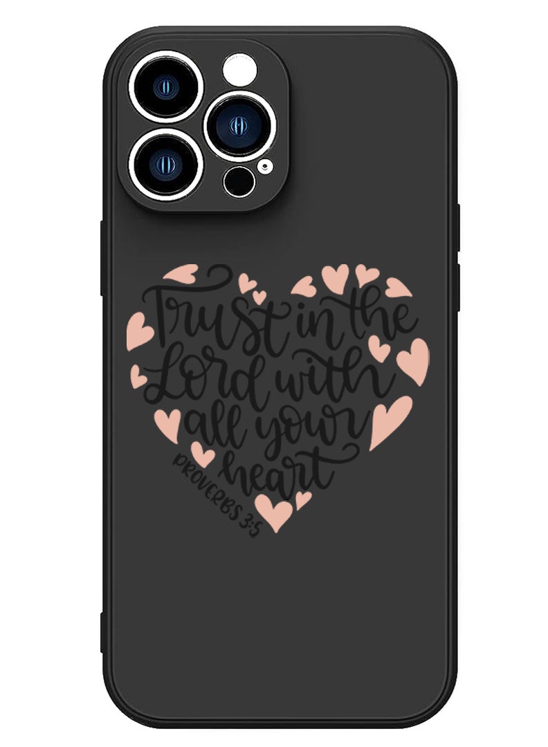 Theodor Protective Slim Fit Case Liquid Silicone Cover with Full Body Protection Anti-Scratch Shockproof Case For iPhone 15 Pro Black - Trust in the lord with all your heart - Image 1