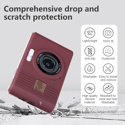 Tedubax Silicone Case for kodak pixpro C1 Digital Camera with 2PCS Screen Protector and Lanyard - (red) - Image 3