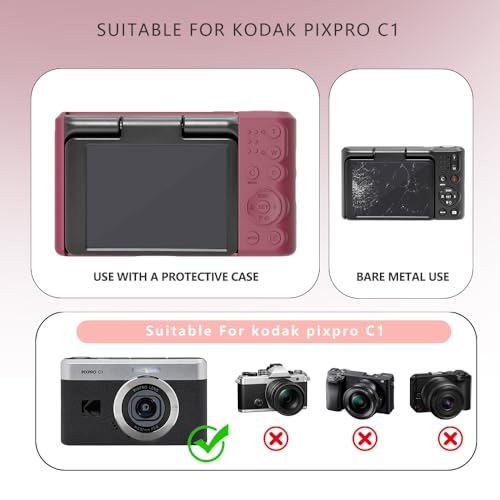 Tedubax Silicone Case for kodak pixpro C1 Digital Camera with 2PCS Screen Protector and Lanyard - (red) - Image 2