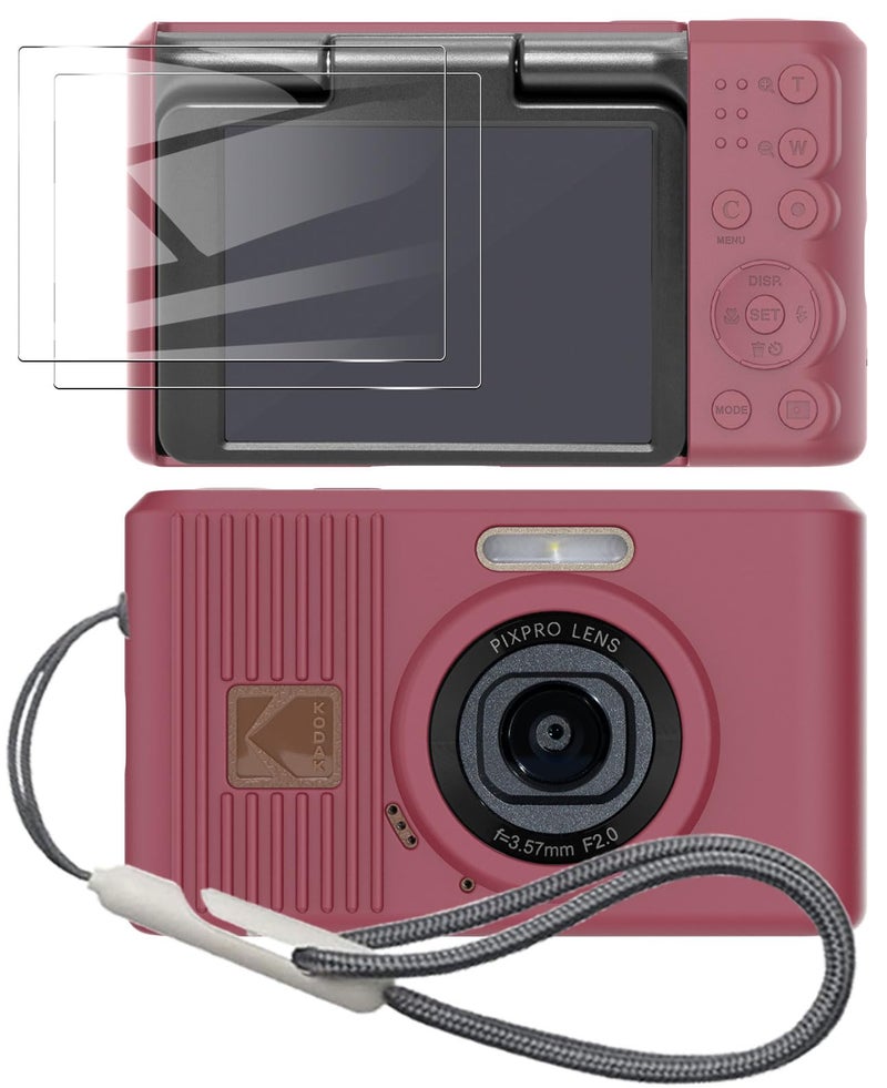 Tedubax Silicone Case for kodak pixpro C1 Digital Camera with 2PCS Screen Protector and Lanyard - (red) - Image 1