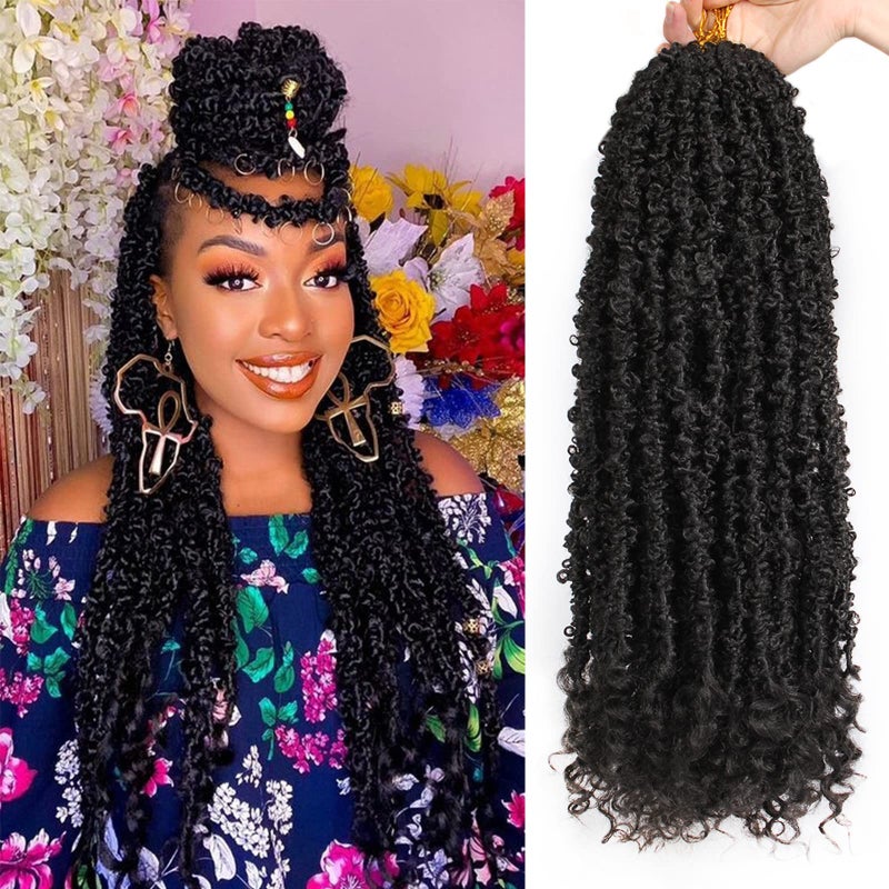 ZRQ Butterfly Locs Crochet Hair With Curly Ends 24 Inch 6 Packs Pre Looped Long Butterfly Soft Locs Distressed Butterfly Faux Locs Synthetic Goddess Locs Hair Extensions 24 Inch 1B