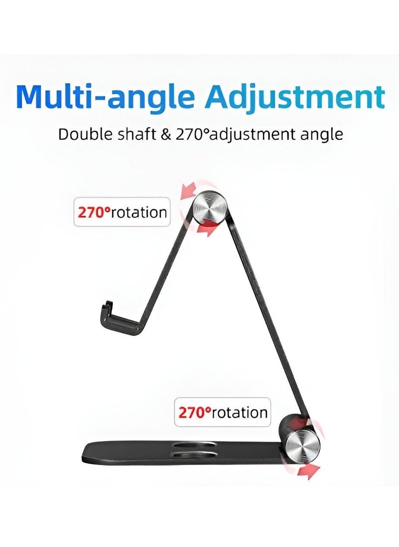 ELTRAZONE Adjustable Aluminum Desktop Stand for Mobile Phone, Tablet, Monitor, iPad, iPhone, Nintendo Switch | Foldable Portable Holder with Angle & Height Adjustment | Ergonomic Desk Riser for Smartphones & Tablets | Sturdy Anti-Slip Base for Daily Use - Image 3