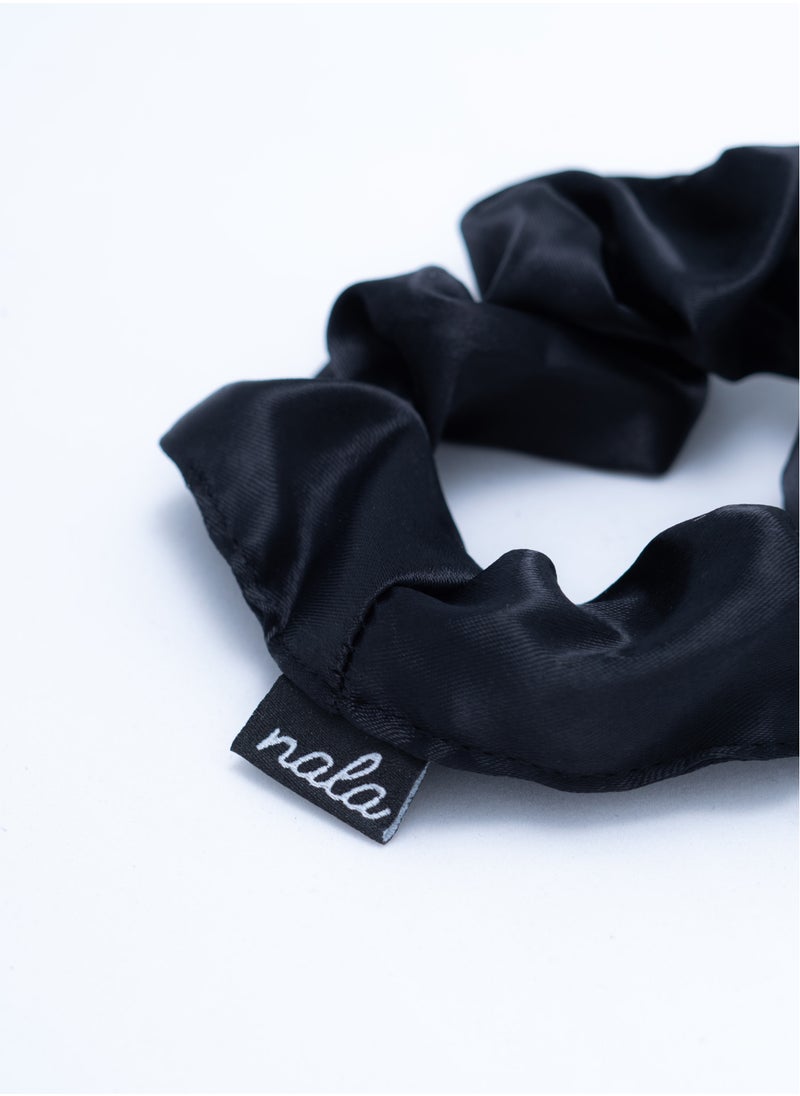 Nala - Black Satin Scrunchie - Image 1