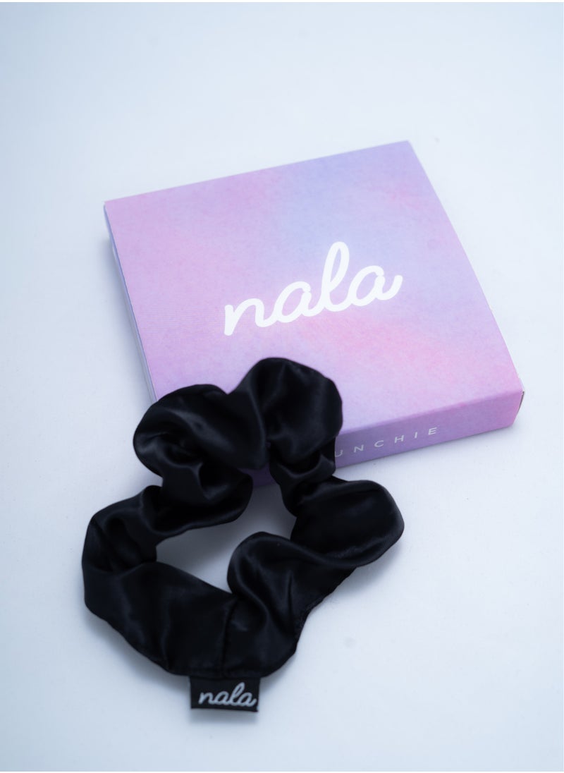 Nala - Black Satin Scrunchie - Image 1