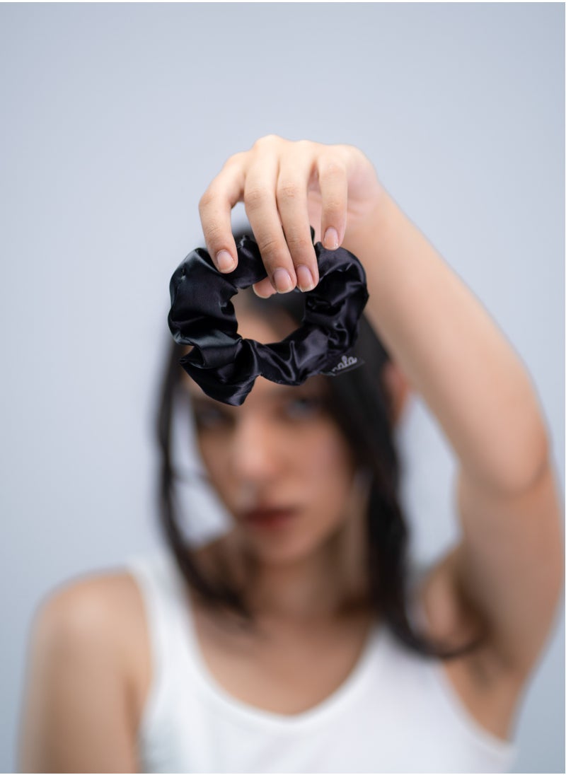 Nala - Black Satin Scrunchie - Image 1