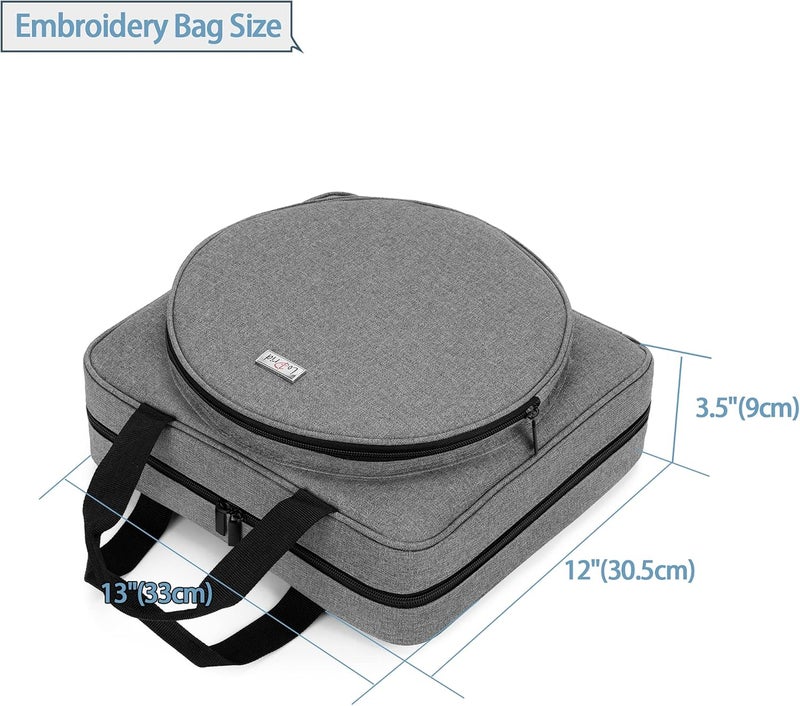 LoDrid Embroidery Project Bag, Square Supplies Storage Tote, Portable Craft Carry Case for Cross Stitch Kits Tools, Multiple Pockets, Gray, Bag Only - Image 5