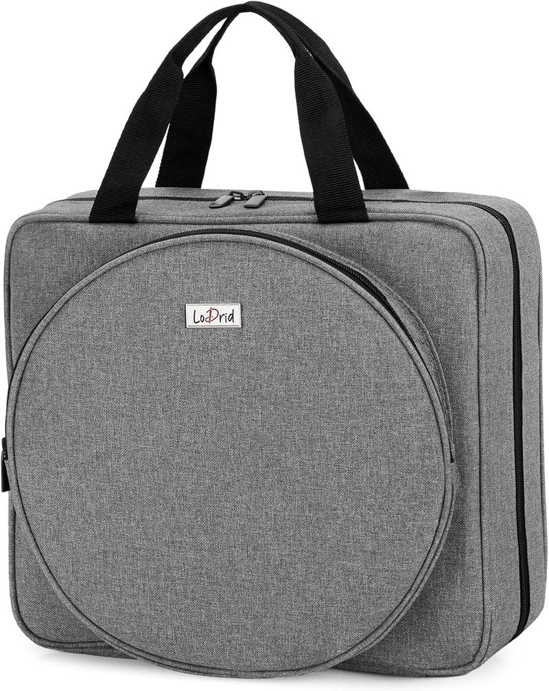 LoDrid Embroidery Project Bag, Square Supplies Storage Tote, Portable Craft Carry Case for Cross Stitch Kits Tools, Multiple Pockets, Gray, Bag Only - Image 1