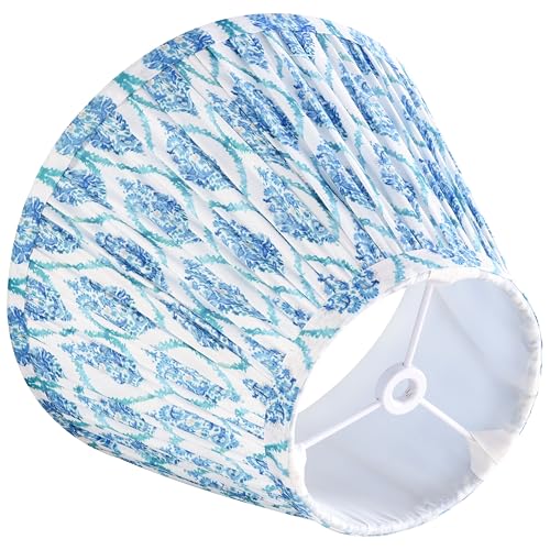 GO&SO GOSO 5"× 9"×6.4" Spider Blue Pleated Lamp Shades Set of 2 Small Bell,Multi Floral Lampshades for Table Lamps Wall Lamps,Art Deco Lamp Shade Replacement,Barrel Paoda Shade No Assembly Required - Image 5