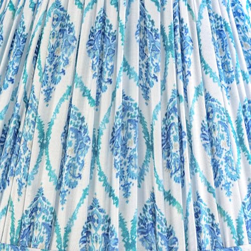 GO&SO GOSO 5"× 9"×6.4" Spider Blue Pleated Lamp Shades Set of 2 Small Bell,Multi Floral Lampshades for Table Lamps Wall Lamps,Art Deco Lamp Shade Replacement,Barrel Paoda Shade No Assembly Required - Image 3