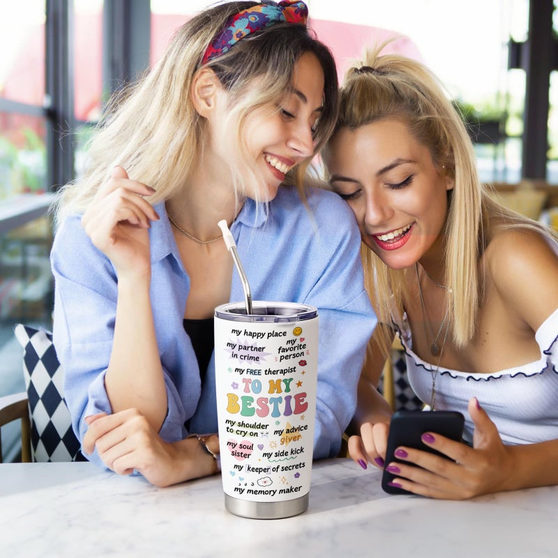 Lifecapido Bestie Gifts for Women, Best Friend Birthday Gifts for Women, To My Bestie 20oz Insulated Tumbler, Friendship Best Friend Birthday Valentines Day Gift for Bestfriend Woman Sister - Image 3