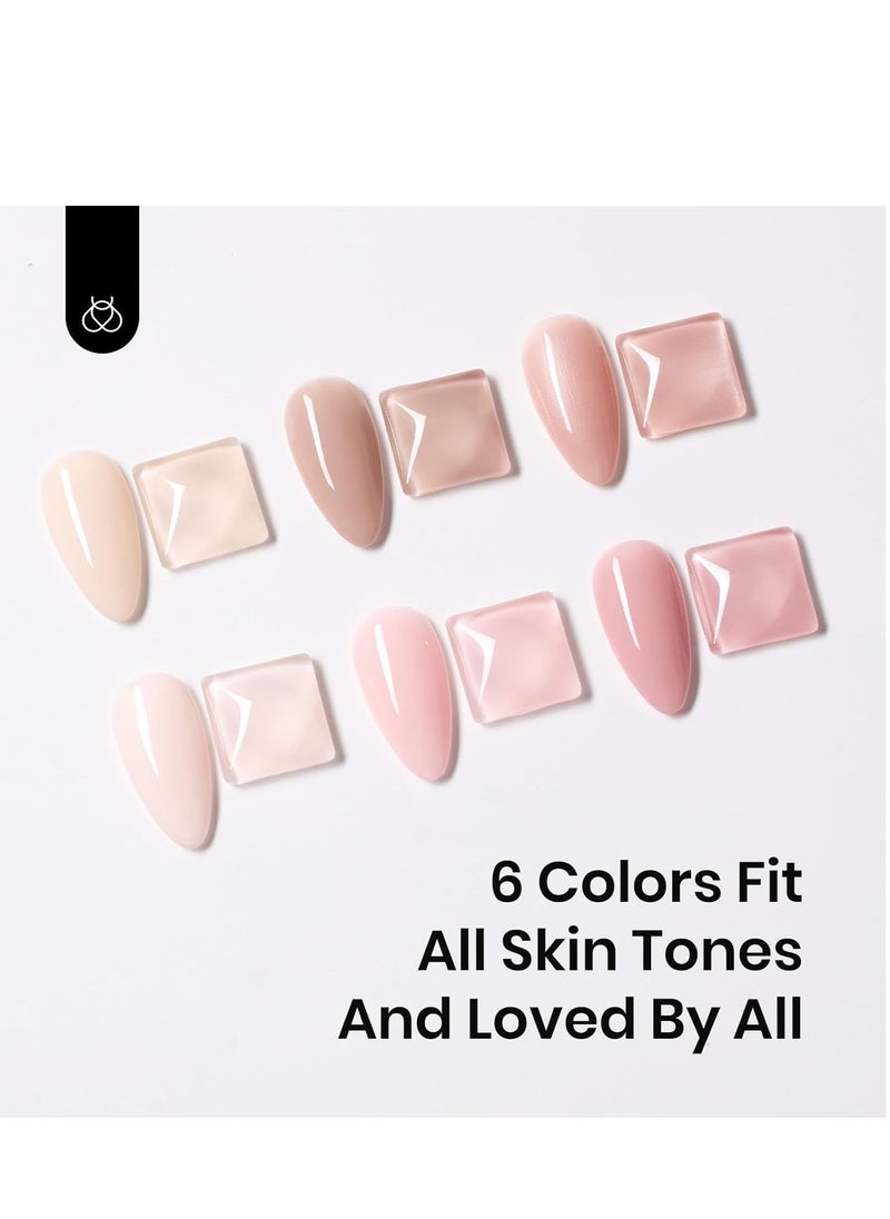 beetles Gel Polish Beetles Color Base Gel Nail Polish, 6 Colors Nude Gel Polish Pink Nail Polish Peach Pink Nail Polish Neutral Sheer French Tip Base Colors Soak Off Nail Art Manicure DIY at Home Gift for Women  - Image 4