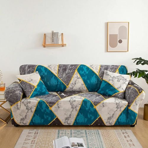 Outlay Home Universal 3 Seater Sofa Cover with Elasticity, Protective, Stretchable, Spandex & Polyester Sofa Slipcover (3 Seater, 185cm * 230cm) (Blue Grey Check) - Image 1