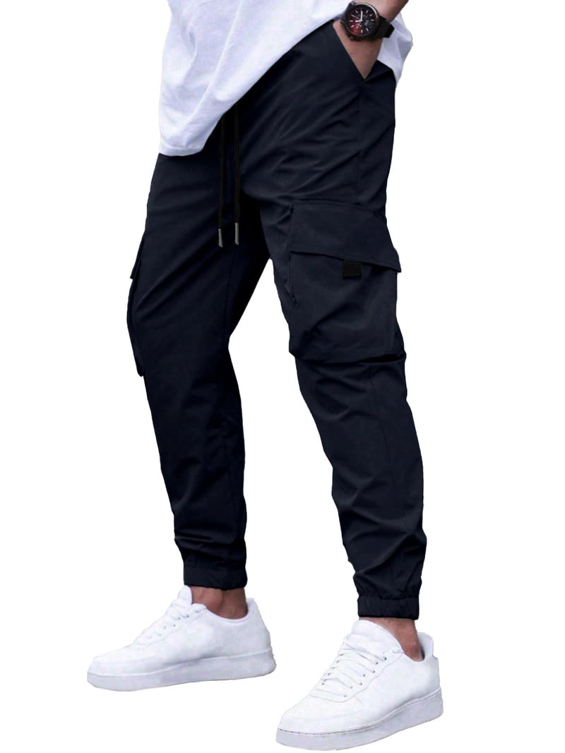 TAGDO Men's Regular Track Pants (Men-Cargo-5157-Navy-28_Navy Blue - Image 1
