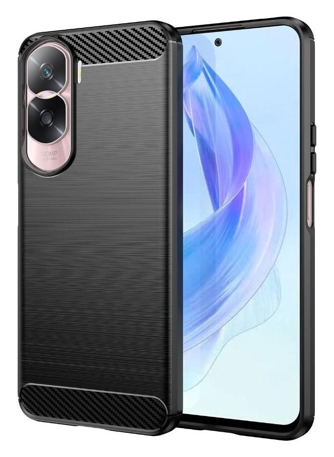 RUGGED SHIELD Honor 90 Lite Case, Fashion Shock-Absorption Anti-Drop Flexible Brushed TPU Bumper Soft Rubber Protective Phone Case Cove for Honor 90 Lite (6.7"), Black  - Image 1