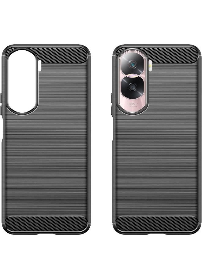 RUGGED SHIELD Honor 90 Lite Case, Fashion Shock-Absorption Anti-Drop Flexible Brushed TPU Bumper Soft Rubber Protective Phone Case Cove for Honor 90 Lite (6.7"), Black  - Image 2