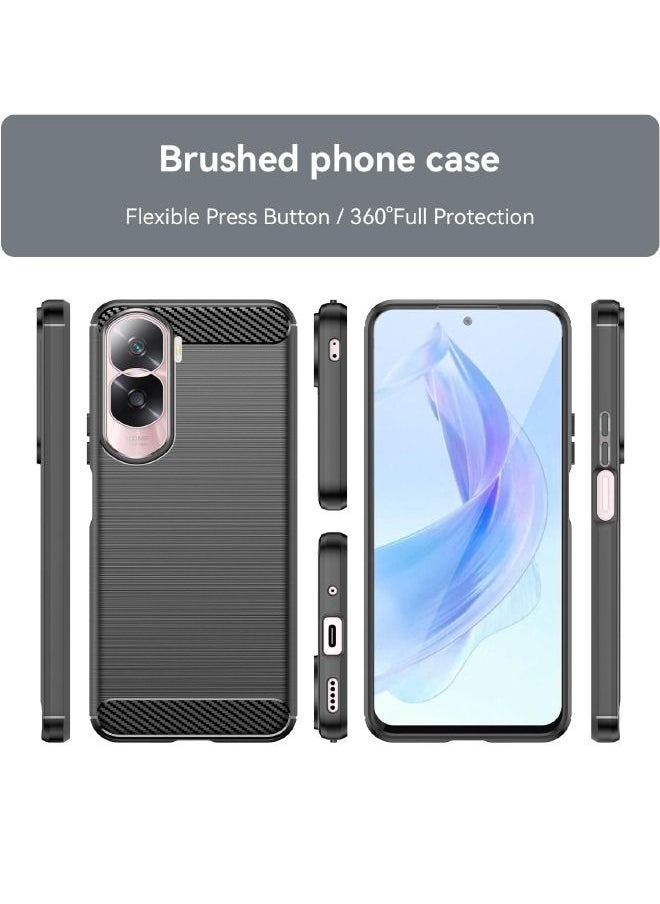 RUGGED SHIELD Honor 90 Lite Case, Fashion Shock-Absorption Anti-Drop Flexible Brushed TPU Bumper Soft Rubber Protective Phone Case Cove for Honor 90 Lite (6.7"), Black  - Image 3