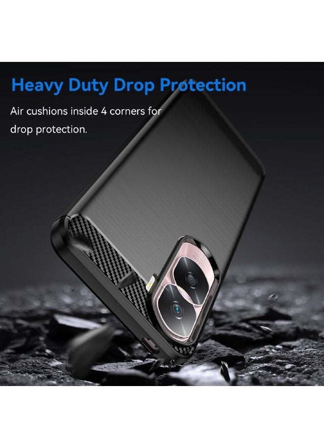 RUGGED SHIELD Honor 90 Lite Case, Fashion Shock-Absorption Anti-Drop Flexible Brushed TPU Bumper Soft Rubber Protective Phone Case Cove for Honor 90 Lite (6.7"), Black  - Image 4
