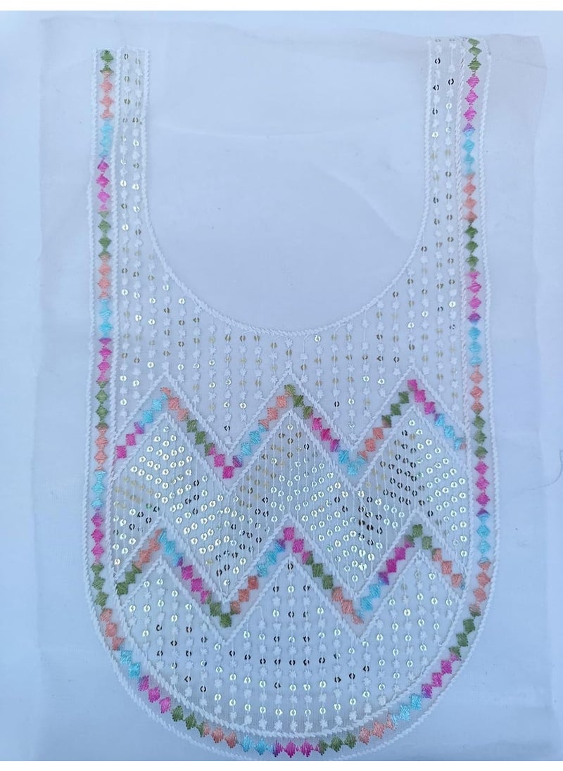 Generic Swag Embroidery Round Neck Stiching Patch Zari and Silk Thread Work 1 Piece  - Image 1