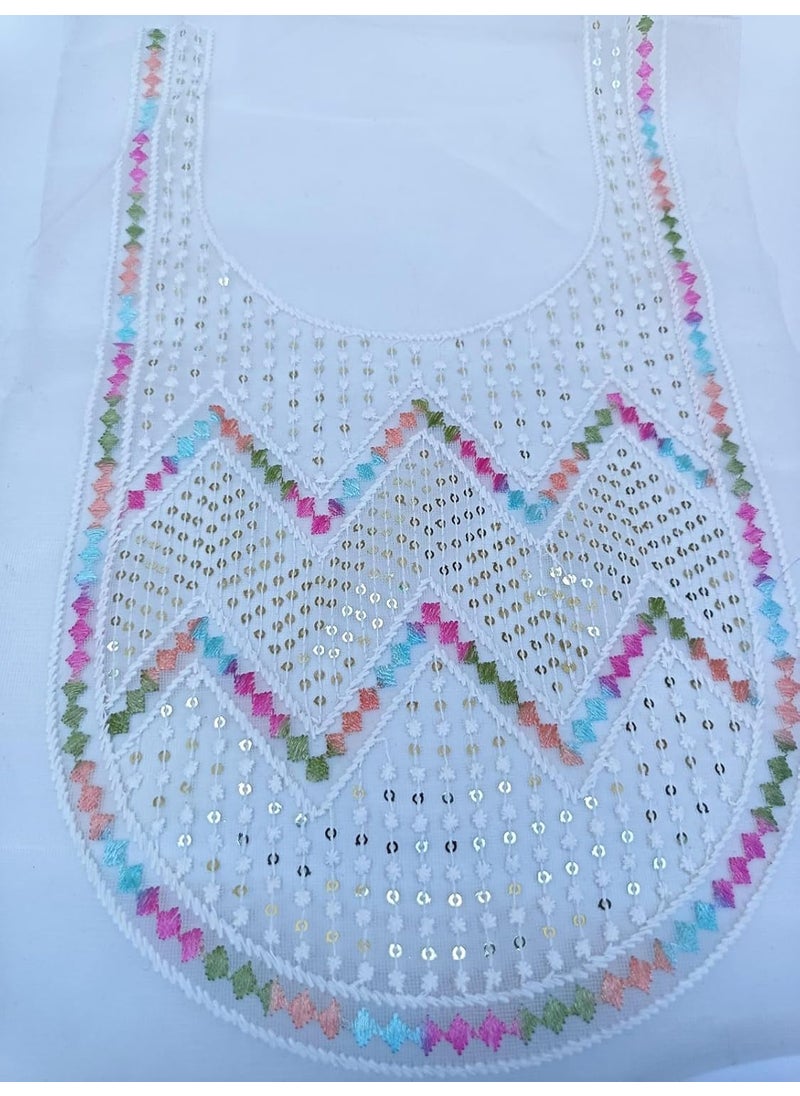 Generic Swag Embroidery Round Neck Stiching Patch Zari and Silk Thread Work 1 Piece  - Image 2