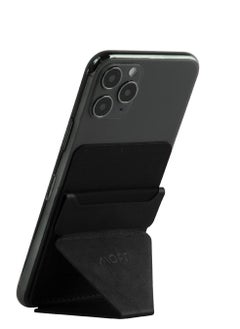 MOFT Reusable Adhesive 4-In-1 Cell Phone Grip, Stand, Card Holder, Adjustable Viewing Angles, Thin Design (Gray Black)  - Image 1