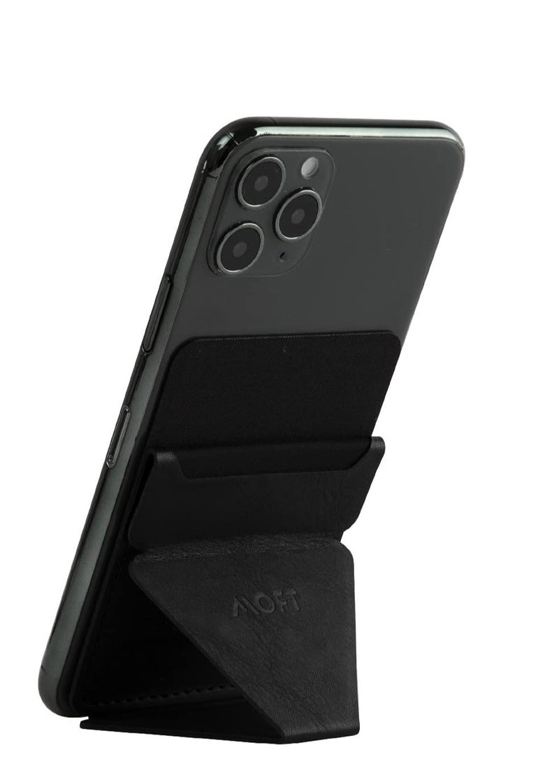 MOFT - Reusable Adhesive 4-In-1 Cell Phone Grip, Stand, Card Holder, Adjustable Viewing Angles, Thin Design (Gray Black) - Image 1