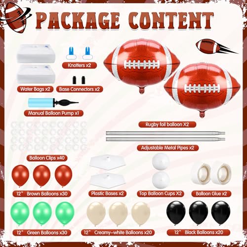 Kasyat 2 Sets Football Balloon Column Stand Kit Football Balloon Arch Garland with Adjustable Stands Tower Kit 100 Latex Balloons Foil Balloons for Game Sports Birthday Party Decorations - Image 5