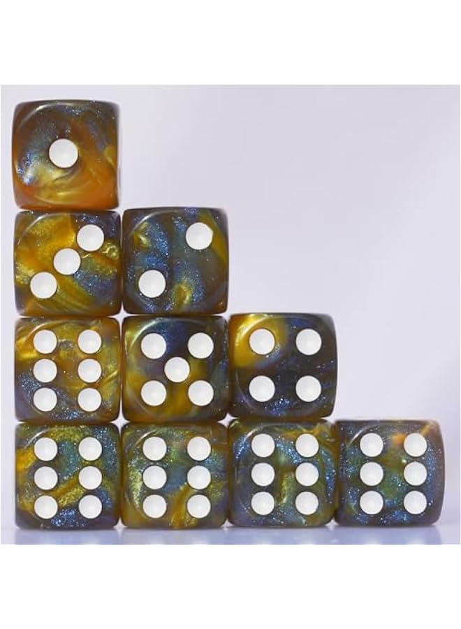 10 PC D6 dice 16mm Acrylic Dice Set for RPG MTG DND Dice Table Games and Board Games (Brown + Blue) - Image 2