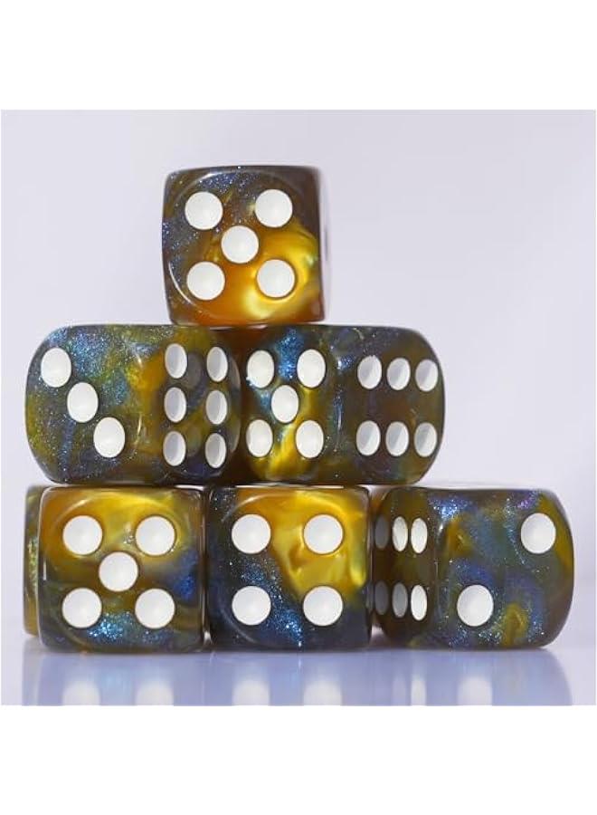 10 PC D6 dice 16mm Acrylic Dice Set for RPG MTG DND Dice Table Games and Board Games (Brown + Blue) - Image 3