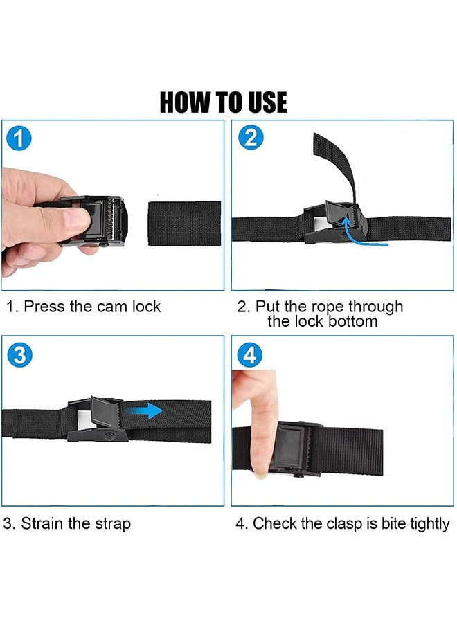 Tie Down Straps 4 Pack Heavy Duty Lashing Straps Tensioning Belts with Adjustable Cam Buckle for Car Luggage and Garden Tent Bundled Fixed, 2.5cm*2m - Image 5