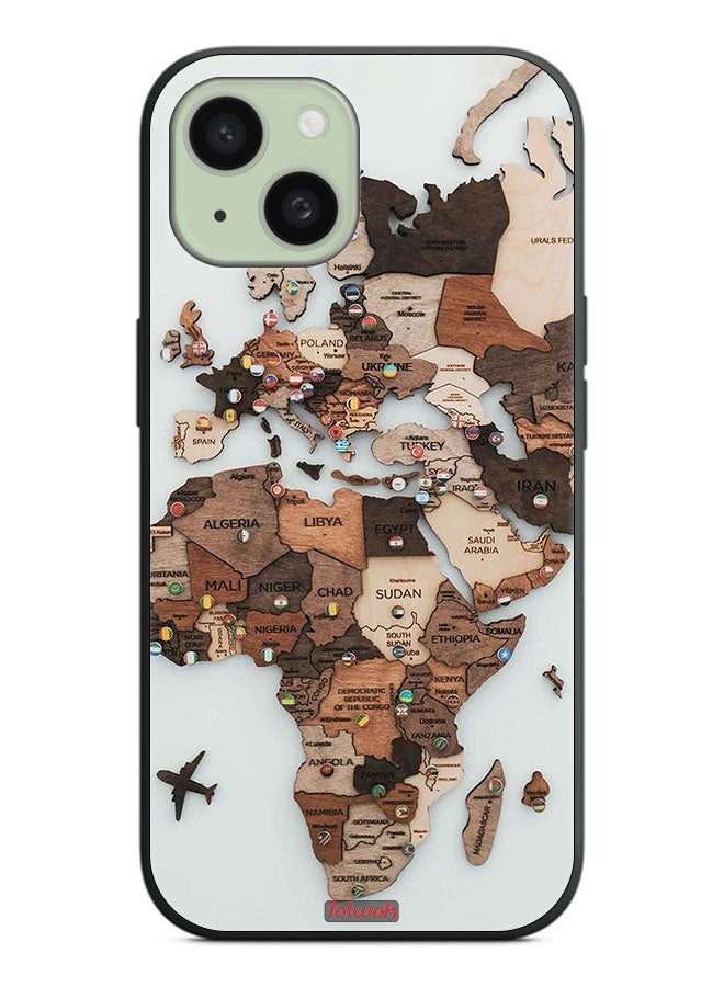 Tolwak Apple iPhone 15 Plus Protective Case Cover World Map Art - Image 2